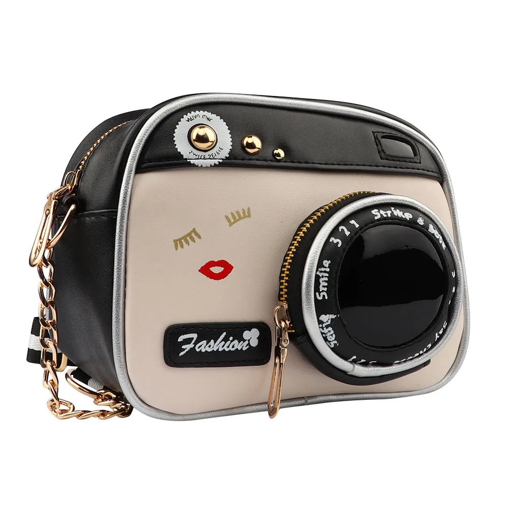 

2019 New Arrival Women PU Leather Camera Shaped Shoulder Messenger CrossBody Bag Handbag Small Flap Shopping Tote Bolsa Mujer