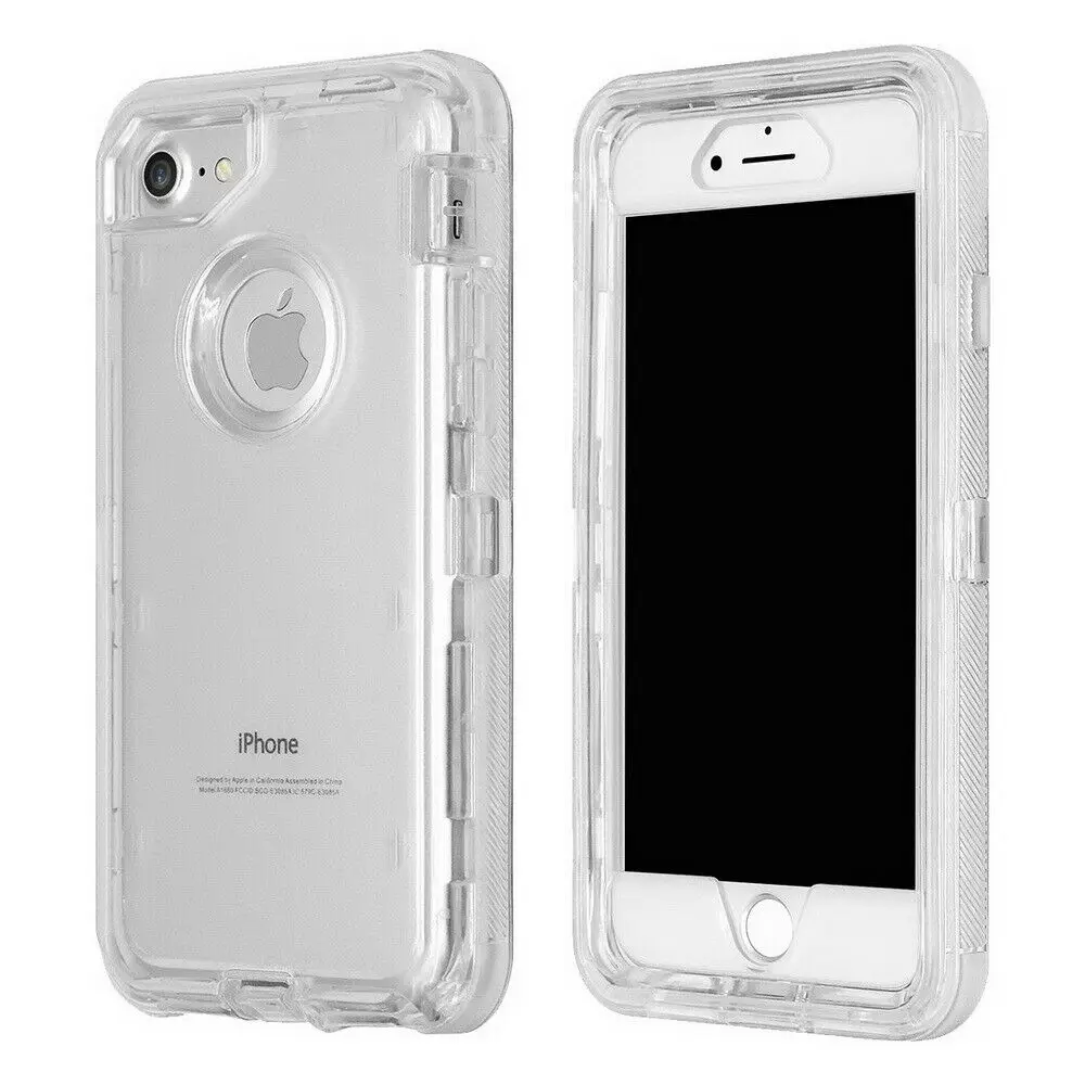 iPhone X XS Max 6 7 8 Plus Clear Crystal Defender Case Cover Fits Otterbox Clip