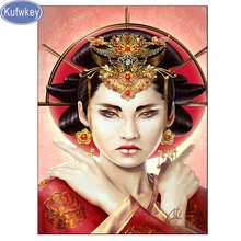 Diy фото на заказ, японское кимоно женщина картина с алмазной отделкой 5d полный квадратный круглый, узоры Хрустальная мозаика алмазные картины