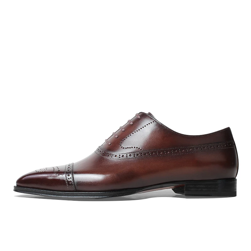 VIKEDUO/ г.; Модные Мужские модельные туфли с перфорацией типа «броги»; обувь из натуральной кожи на квадратном каблуке; оксфорды; Мужская обувь; Свадебная обувь для офиса - Цвет: Brown