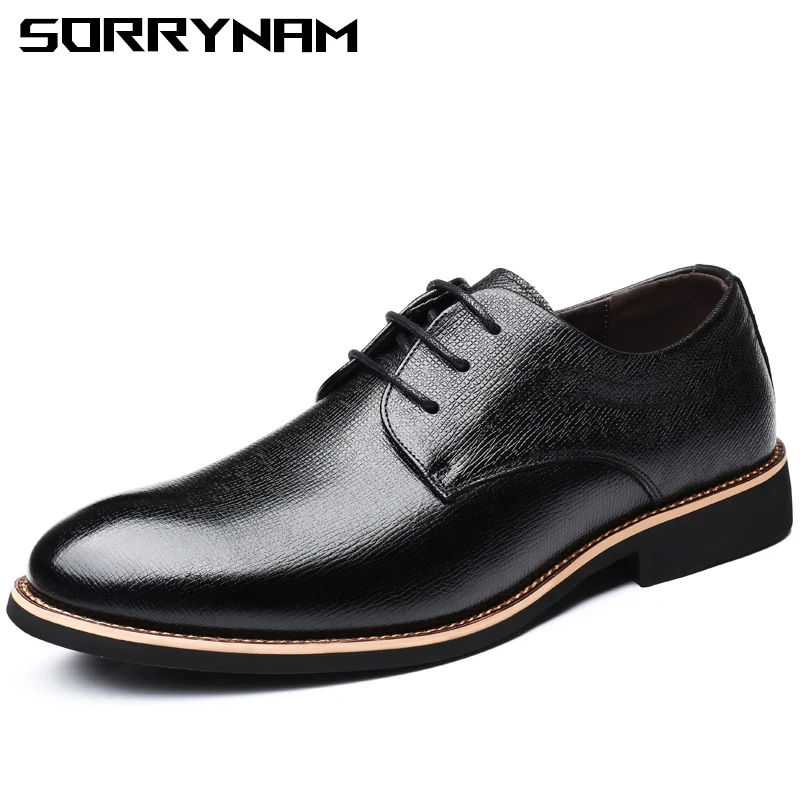 

New Spring Formal Shoes Men Shoes Genuine Leather Casual Breathable Men's Flats Zip Shoes Oxford Business Dress Shoes Sorrynam