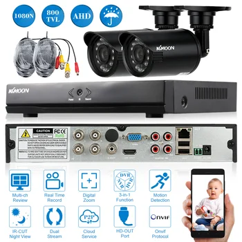 

KKmoon AHD CCTV Surveillance System 4CH 1080N/720P AHD DVR NVR HDMI Digital Video Recorder + 2*800TVL IR Waterproof CCTV Camera