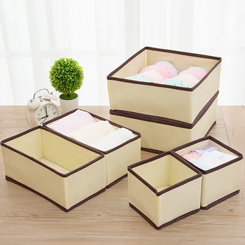 

6PCS New Nonwoven Storage Container Drawer Divider Lidded Closet Box For Ties Socks Bra Underwear Clothing Organizer