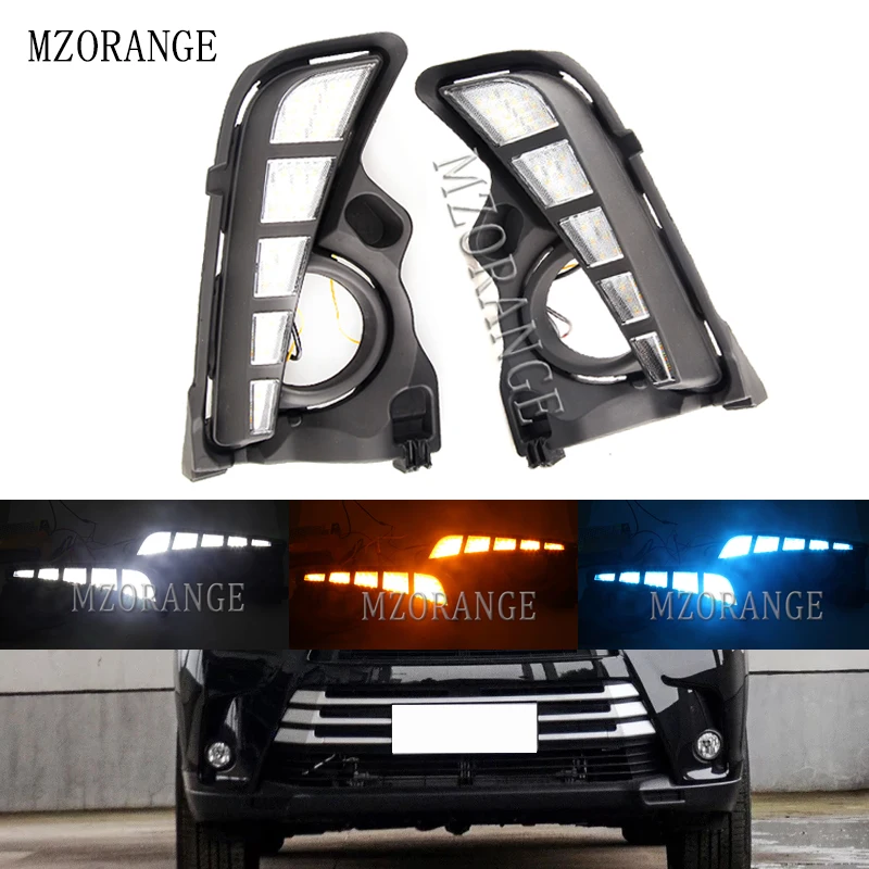 

MZORANGE 2PCS For Toyota Highlander 2018 2019 LED DRL Daytime Running Light Daylight With Turn Signal 12V ABS Fog lamp Cover