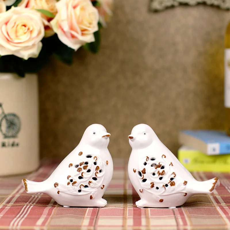 

1 Pair Home Decoration Simple Style Bird Figurine Ornaments Lovely Crafts Ceramic Wedding Birthday Gift