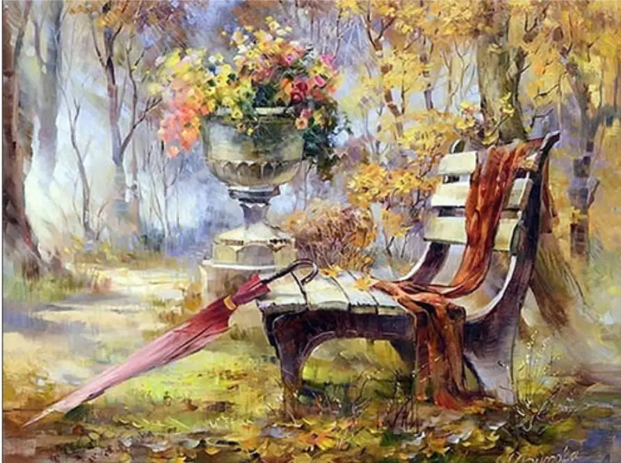 

Diamond Painting Bench Scenery Square/Round 5D Diamond embroidery Cross stitch Diamond Wall Painting Holiday gift