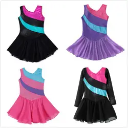 Littele/балетное платье-пачка для девочек/юбка без рукавов в радужную полоску, фатиновая юбка, блестящая Одежда для танцев, гимнастическое