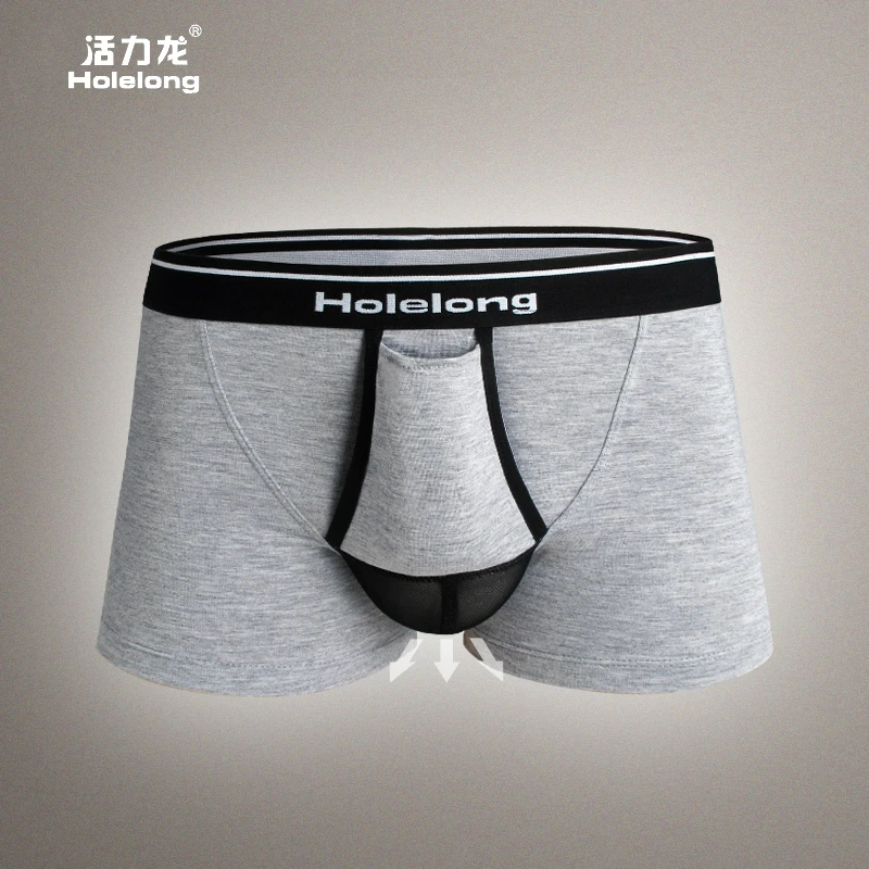 Holelong Boxershort Бамбук мужчины боксер Homme сексуальные мужские выпуклость enha homosexuell