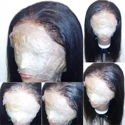Eseewigs яки прямые человеческих волос парики предварительно сорвал полное кружева парики человеческих волос с ребенком волос бразильского
