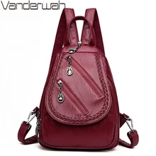 Fashion Double Zipper Women Backpack PU Leather 3-in-1 Backpack Female School Shoulder Chest Bags for Teenage Girls Sac A Dos Fashion Double Zipper Women Backpack PU Leather 3-in-1 Backpack Female School Shoulder Chest Bags for Teenage Girls Sac A Dos