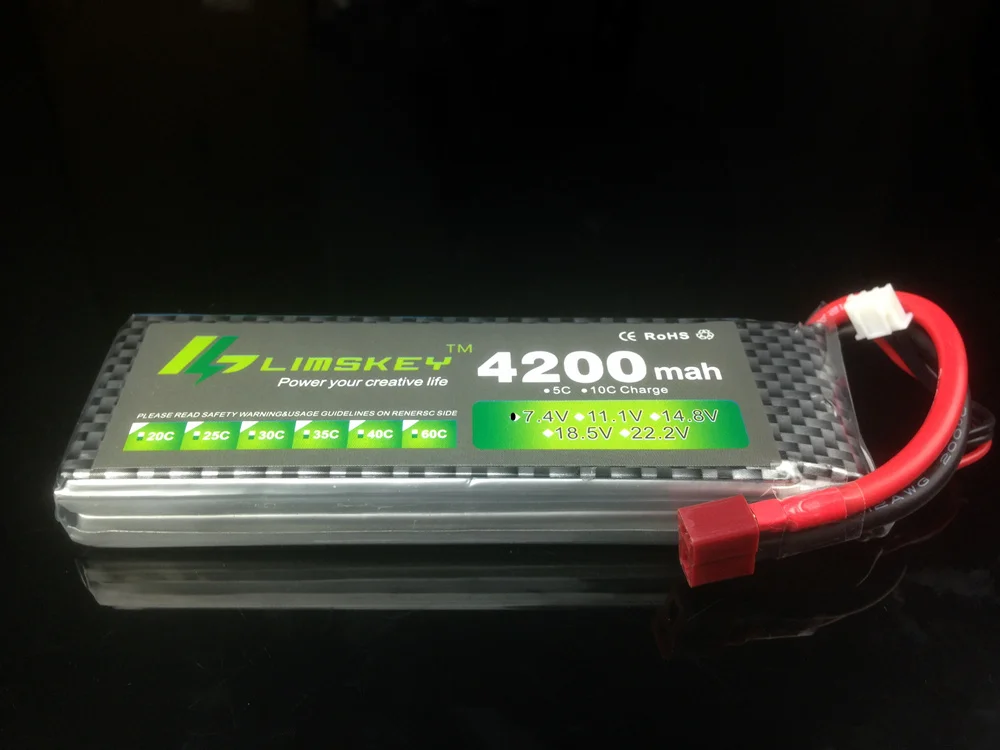 

Limskey POWER 7.4V 4200mAh 25C 2S LiPo Battery With T/XT60 Plug for RC Car Airplane Helicopter 7.4 V 4200 mah 2S Lipo Battery