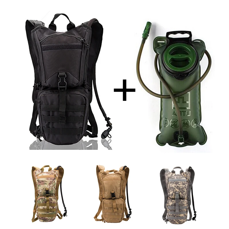 Outdoor Camping Water Bag Military Bottle Pouch Hydration Backpack Tactical S