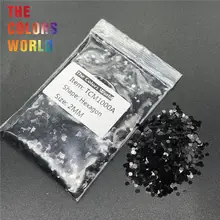 TCM1000A черный цвет металлик блеск Шестигранная форма блеск для ногтей художественное украшение макияж краска для лица хна тату ручной работы DIY