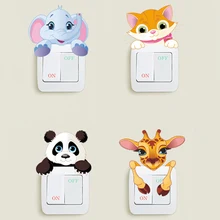 Мультфильм милый слон котенок панда розетка переключатель стены стикеры виниловые наклейки для домашнего декора милые наклейки с животными съемные