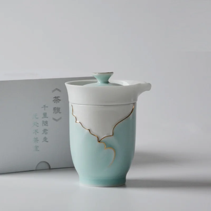 اليابانية سيلادون فريد السفر رحلة القهوة أطقم شاي واحد وعاء كوبين السيراميك Coffeeware مجموعات