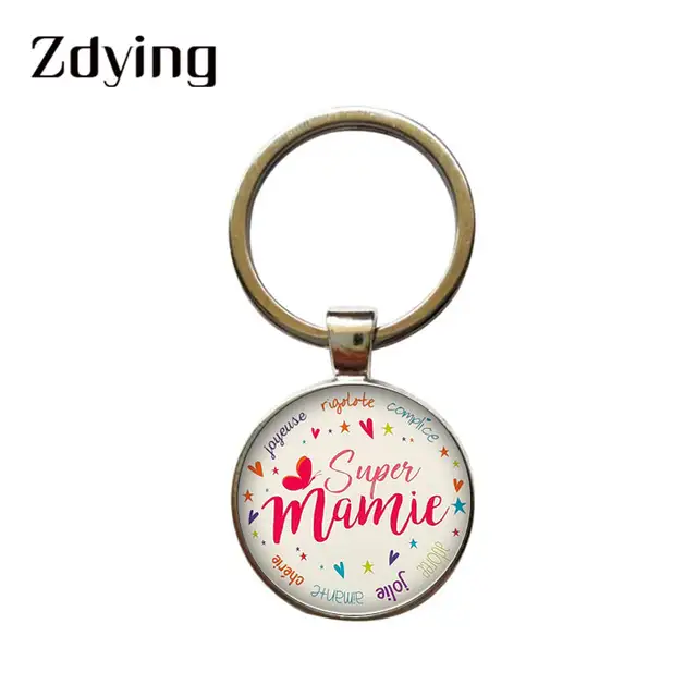 Téléchargement gratuit Images Zdying Je Suis Une Super Mamie Keychain Glass Cabochon Super Papy dernière salutations