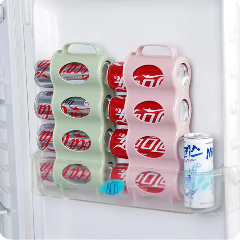 FHEAL Refrigerator Drink Can Storage Box Coke Cans 4 Grids Beverage Finishing Holder Space-saving Drink Bottle Organize Rack (8)