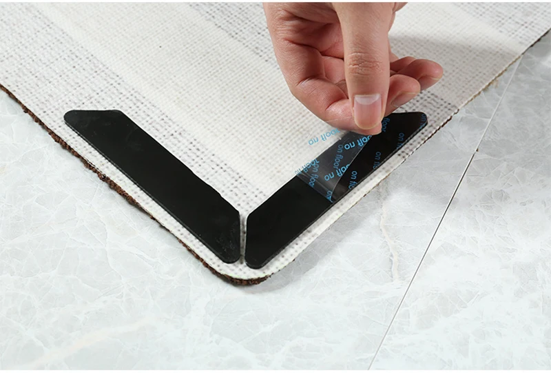 Черный коврик из искусственной кожи для дома, нескользящая наклейка, многоразовая моющаяся ручка, 4 и 8 пар, нескользящая наклейка, ковер