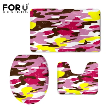 

HUGSIDEA Colorful Camouflage Print Toilet Seat Cover Mat Warmer Soft Bathroom Area Rug Slip Resistance Carpet Toilet Accessories