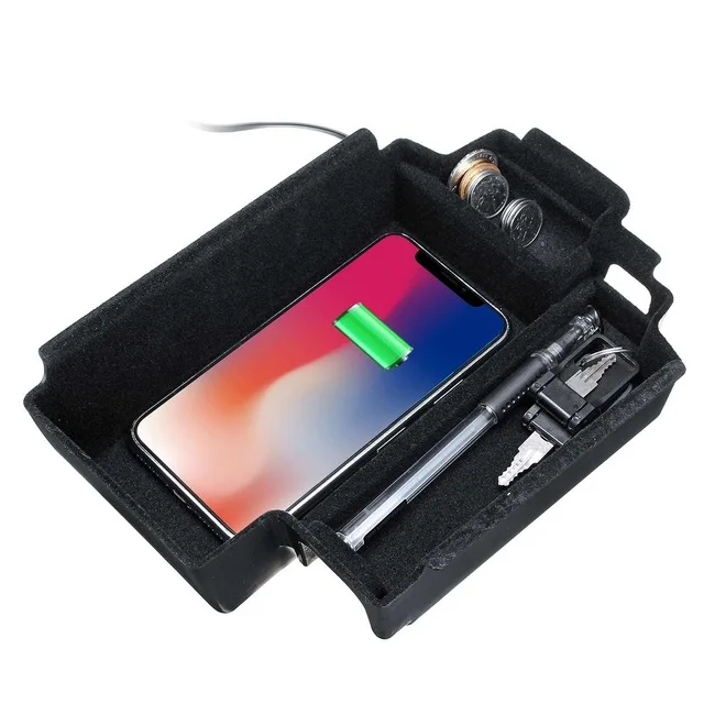 

Car Wireless Mobile Phone Charging Panel Central Armrest Box Storage Box For Bmw G30 G31 5-Series 528 520 530 2017-2018