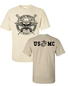 Marine Corps Force Recon Usmc Front & Back Print Sand Men Tops Tees 2019 Summer Fashion New O-Neck Tops Custom T Shirt Design