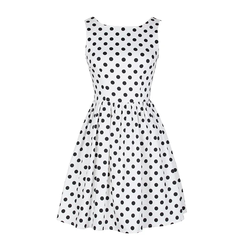 Delicate White Dress with Black Polka Dots Plus Size Flare