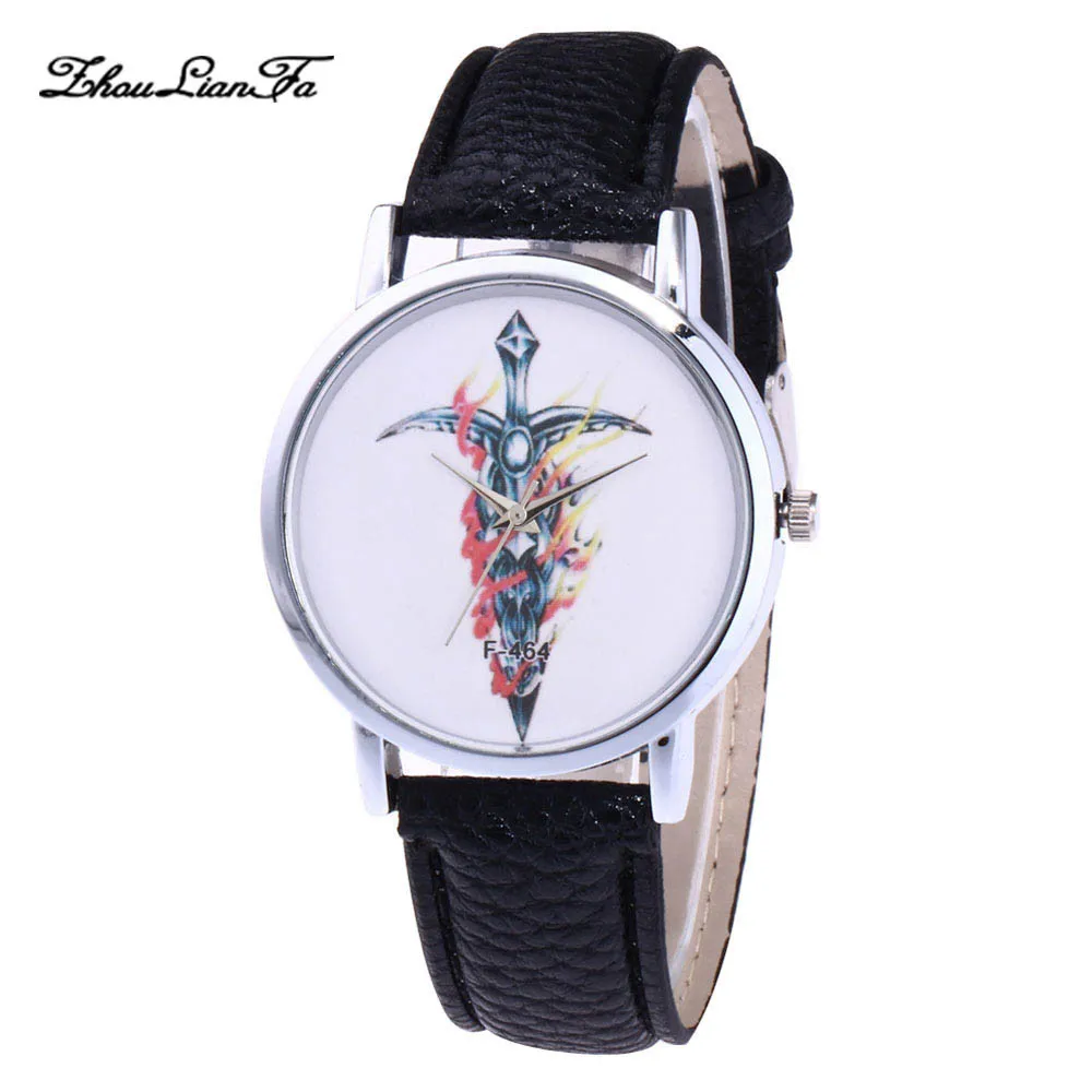 Womens Leather Analog Alloy Sword Pattern Design Round Band Quartz Wrist Watch For Fashion Woman Gifts Womens Leather Analog Alloy Sword Pattern Design Round Band Quartz Wrist Watch For Fashion Woman Gifts