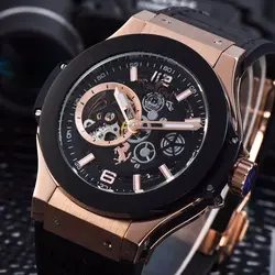 Элитный бренд новый для мужчин розовое золото Автоматические Механические Сапфир часы с турбийоном стекло сзади See Through черная кожа AAA +