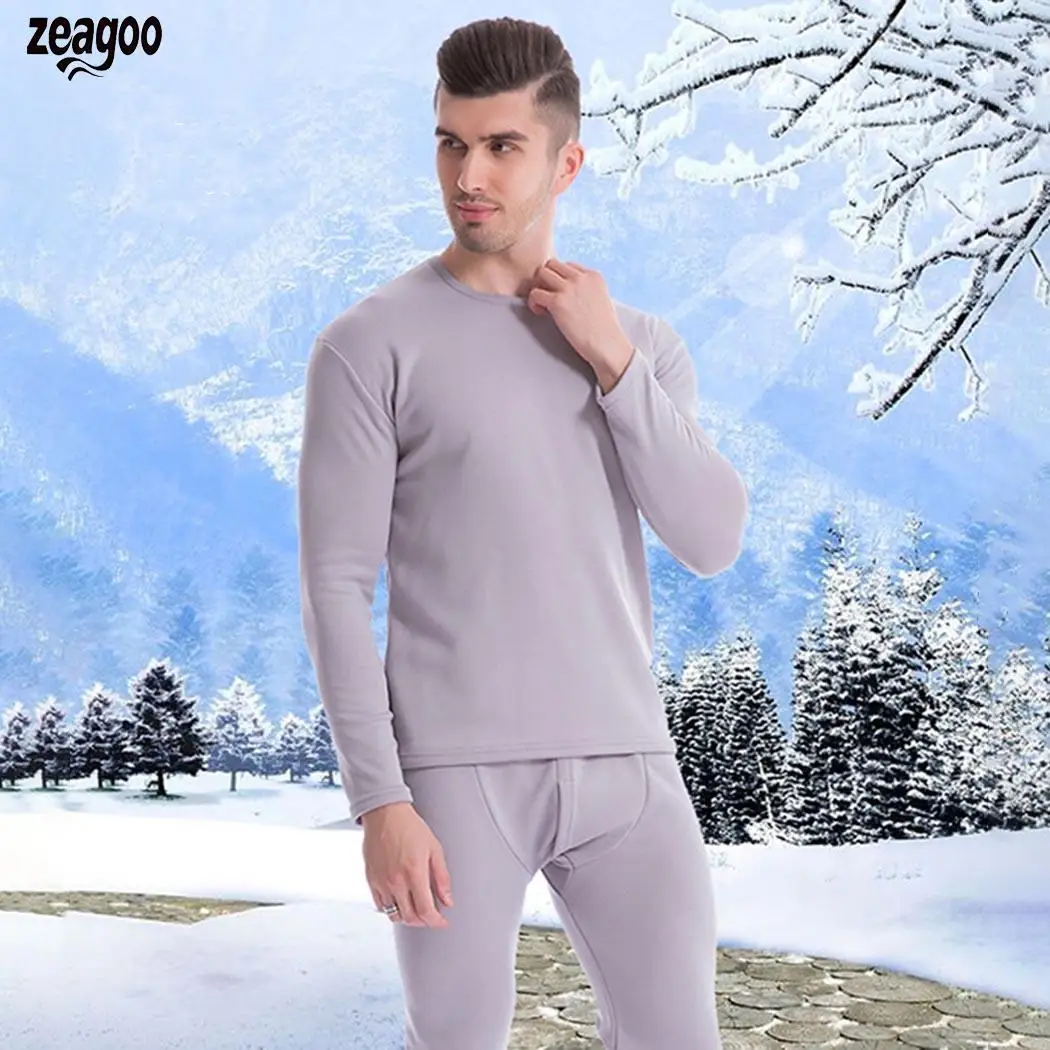 light grey Женское зимнее мягкое теплое термобелье, полный комплект, длинный рукав, длинный дом, подштанники для сна, костюм натуральный - Цвет: light grey