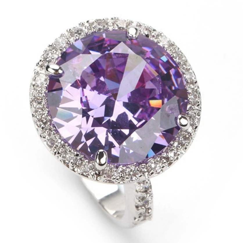SHUNXUNZE Свадебные Модные кольца для женщин фиолетовые синие радужные розовые фианиты с родиевым покрытием R147 R482 R485 R735 R750