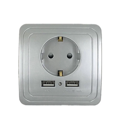 Лучший двойной USB порт 2A настенное зарядное устройство адаптер штепсельная розетка ЕС розетка панель заземленная электрическая настенная Зарядка адаптер зарядка - Тип: Silver 2A