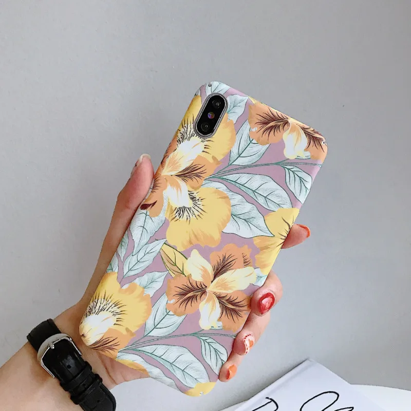 

Vintage Foundation Yellow Flower Phone Case for iPhone X XS XR XSMax 8 7 6 6S PluS Hard Shell Drop Protection Back Cover