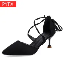 Cross-strapped Ladies Sandals 2019 Spring Summer New Style Fashionable Sexy Tip-up Fine-heeled Back Lace High-heeled Sandals lace up back block heeled boots