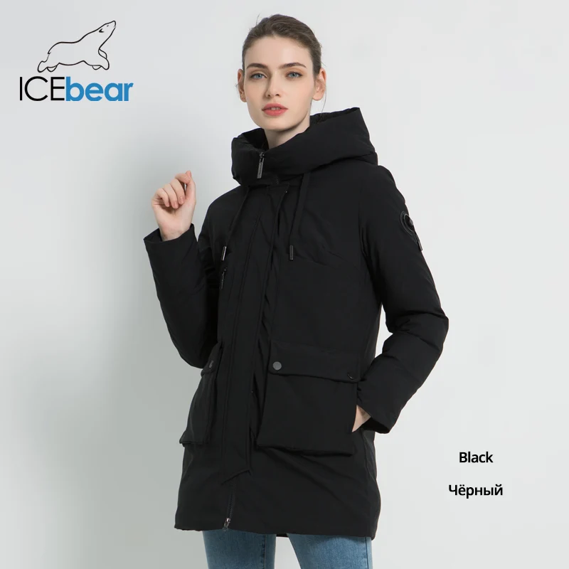 ICEbear новая зимняя куртка с капюшоном женское пальто мода женская одежда ветрозащитный теплая зимняя женская парки одежда больших размеров GWD19078I - Цвет: G901