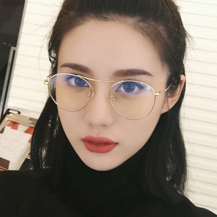 

KOTTDO New Arrival Women Round Clear Frame Eyeglasses Transparent Gold Glasses Metal Vintage Prescription Eyewear Eyewear