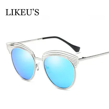 

LIKEU'S Cat Eye Polarized Sunglasses Women Lady Metal Hollow Round eyeglasses Brand Designer Sun Glasses Female Vintage Eyewear