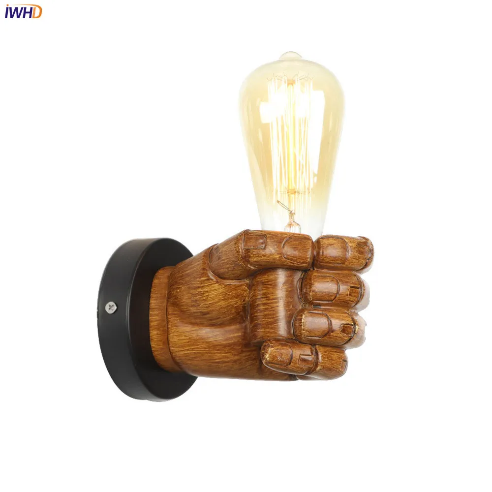

IWHD Nordic LED Wall Lamp Creative Resin Hand Wall Light Vintage Bathroom Light Simple Wandlamp Fixtures For Home Lighting