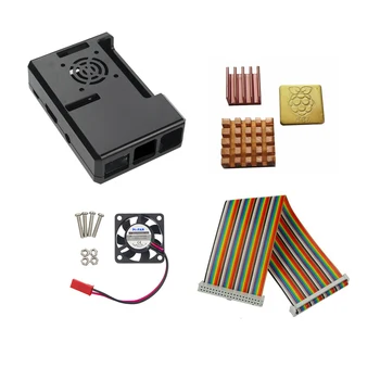 

Raspberry Pi 3 Model B + ABS Case Black/ Transparent / Blue / Red Box Cover Shell + Cooling Fan + 40 Pin GPIO Cable + Heat Sink