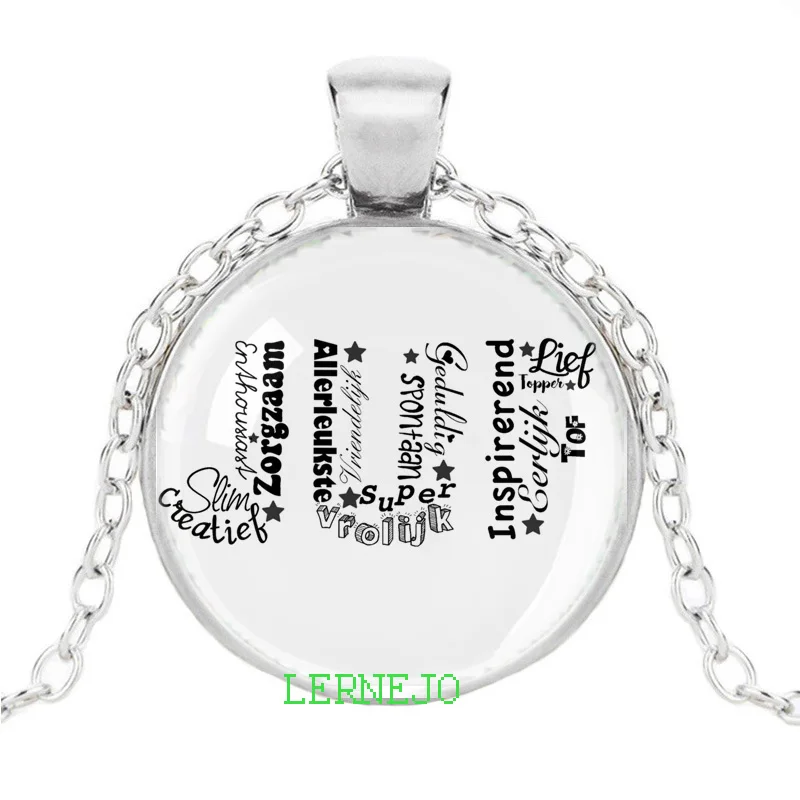 VOOR DE Liefste Juf leukste Meester Glas Ketting Ожерелье Подвеска крутящий момент bedankt juf подарок