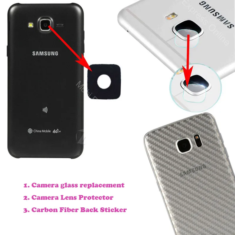 

For Samsung Galaxy J5/A3/A5/J3/J7/A7/A8/A9 2016 S7/S6/Edge Note 4/5/3 S5 Camera Lens Glass Back Film Replacement Cover Protect