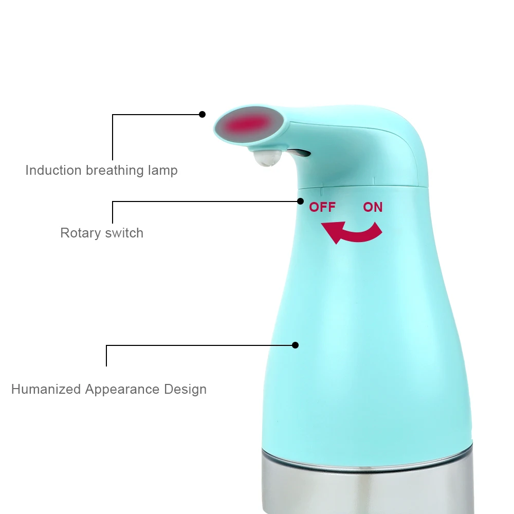 Automatic Sensor Soap Dispenser 250ml Touchless Foaming Soap Dispenser Blue/ White Battery Powered Bathroom Kitchen Soap Bottle