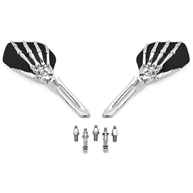 

Free Shipping Black/BlackChrome Skeleton Hand Motorcycle Mirrors For Harley Davidson FLTR Road Glide Custom