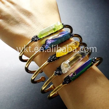 

New!Wholesales natural bectangle Bracelet , colorful druzy Bracelet WT-B170
