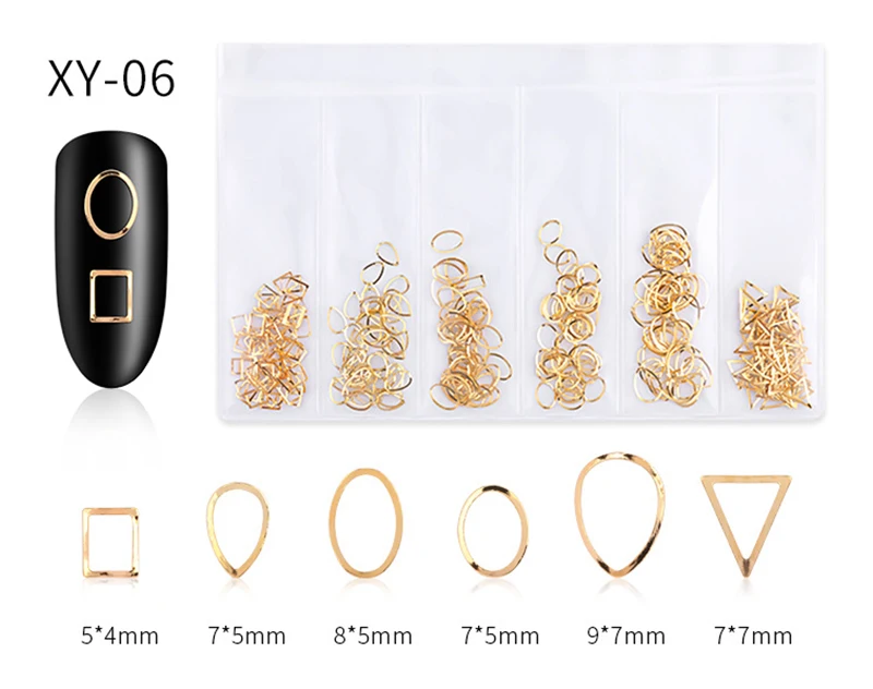 6 решеток/упаковка 3D металлические украшения для дизайна ногтей Смешанные полые формы Геометрическая Луна заклепки Золото Серебро DIY Инструменты для дизайна ногтей наклейки для боди-арта