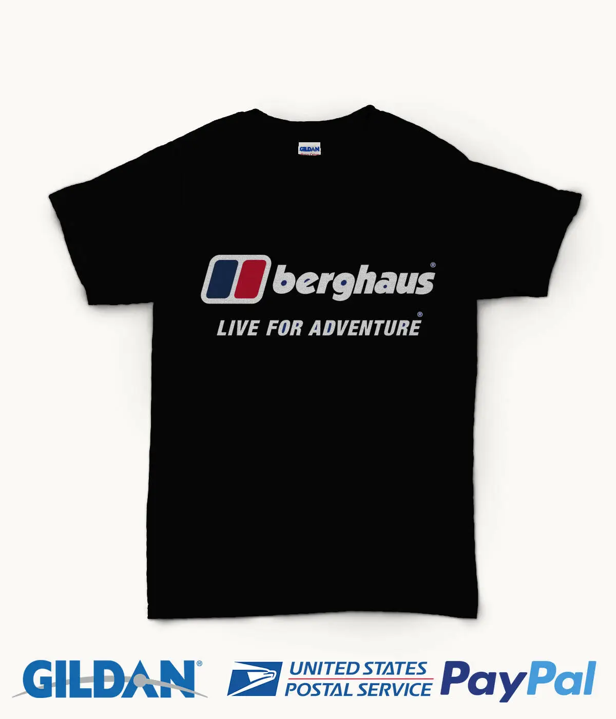 Новый бренд BERGHAUS LIVE FOR ADVENTURE Gildan черная футболка в винтажном стиле | Мужская одежда