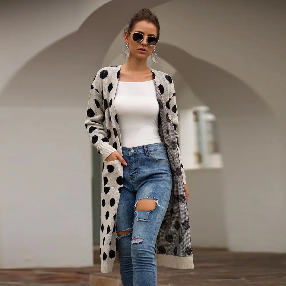 

Sweaters European and American loose-bottomed pocket sweater jacket woman