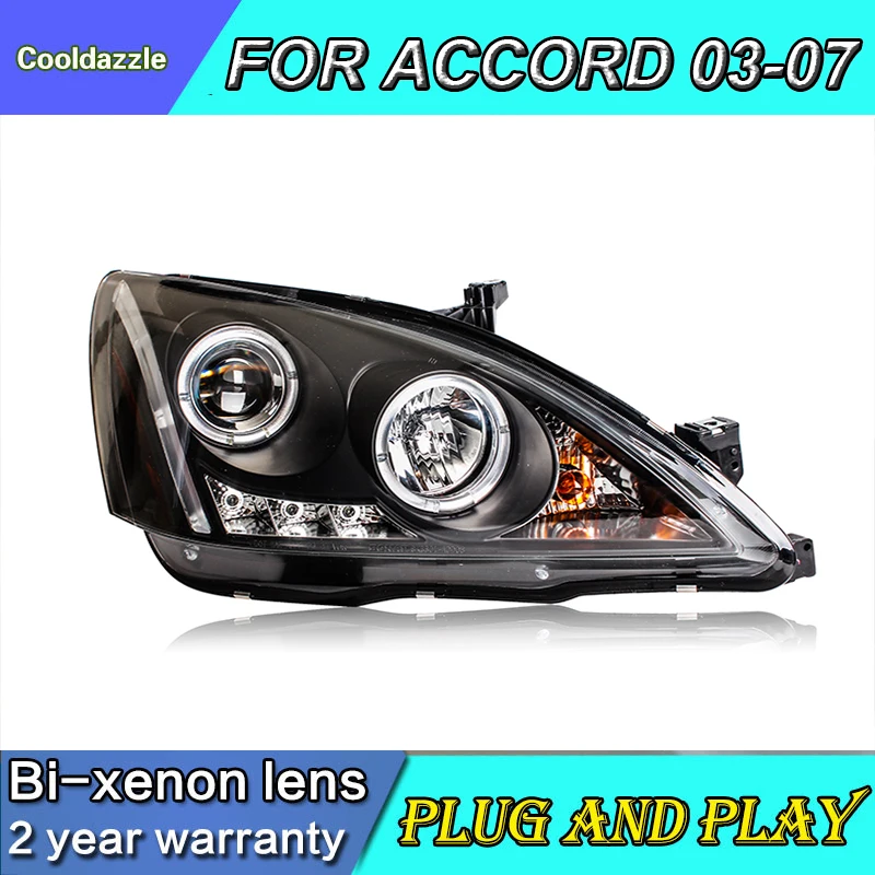 

For Honda For Accord LED Strip Head Lamp Bi-Xenon Projector Lens 2003-2007 Year HID Kit LED Headlights Xenon Light
