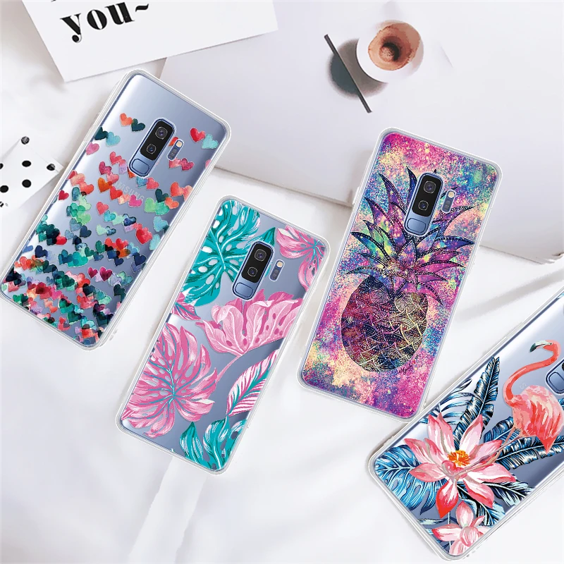 

Heart Pineapple Flower Pattern Shell For Samsung M10 M20 M30 A10 A20 A30 A40 A50 A60 A70 S9 Plus Transparent Silicone Phone Case