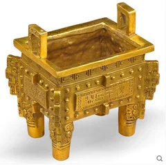 

Free delivery of copper tripod pure copper square tripod ornaments, copper tripod incense burner, treasure tripod office decorat