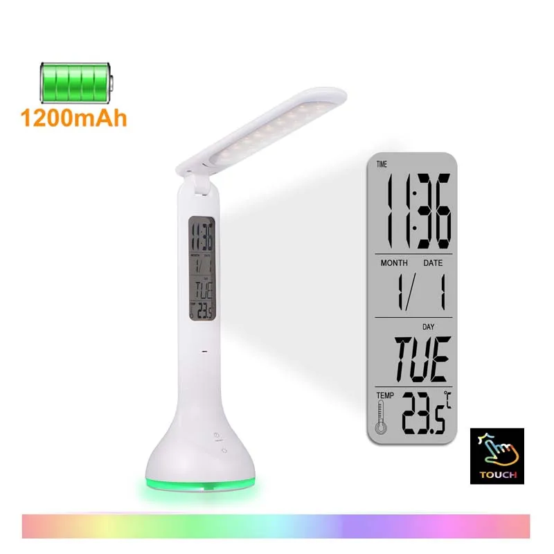 LED Desk Lamp Touch Control Dimmable Bedside & Table Lamp with Calendar